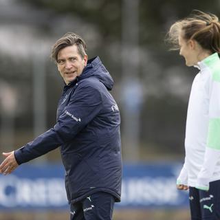 L'entraîneur de l'équipe féminine suisse de football Nils Nielsen. [Keystone - Ennio Leanza]
