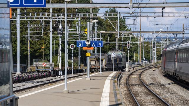 Nouvelle étape pour la troisième voie ferroviaire entre Morges et Lonay (VD). [KEYSTONE - Jean-Christophe Bott]