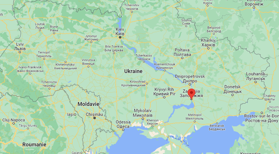 La centrale nucléaire de Zaporojie, se situe dans le sud-est du pays, le long du Dniepr. [google map]