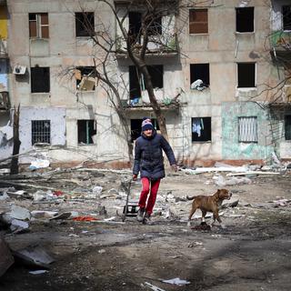 Immeuble d'habitation dévasté à Marioupol, 29.03.2022. [AP/Keystone - Alexei Alexandrov]