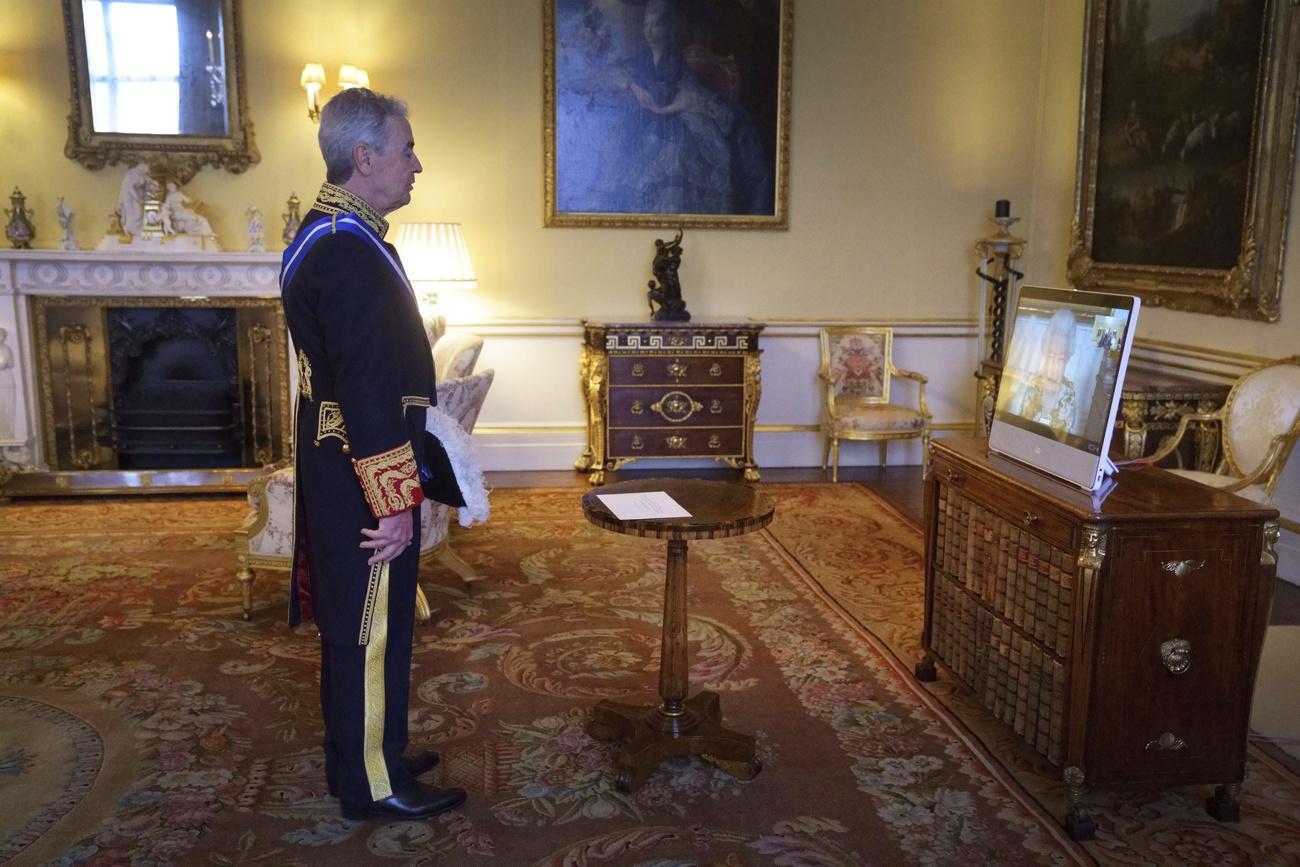 La reine Elizabeth II a reçu en vidéo conférence l'ambassadeur d'Espagne au château de Windsor, le 15 février 2022. [KEYSTONE - VICTORIA JONES]