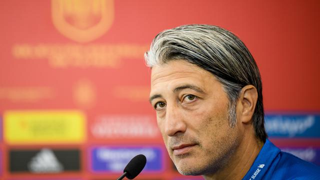 Murat Yakin, entraîneur de l'équipe Suisse de football, à la veille du match décisif Suisse-Espagne à la Ligue des nations de l'UEFA. [Keystone - Jean-Christophe Bott]