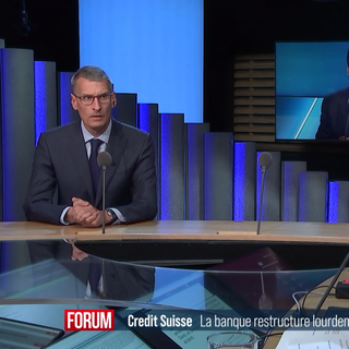 Restructuration de Credit Suisse: interview de Jérôme Schupp et Carlo Lombardini. [RTS]
