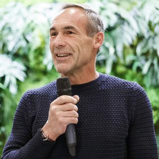 L'aventurier suisse Mike Horn au Climate Show 2019 à Lausanne. [Keystone - Cyril Zingaro]