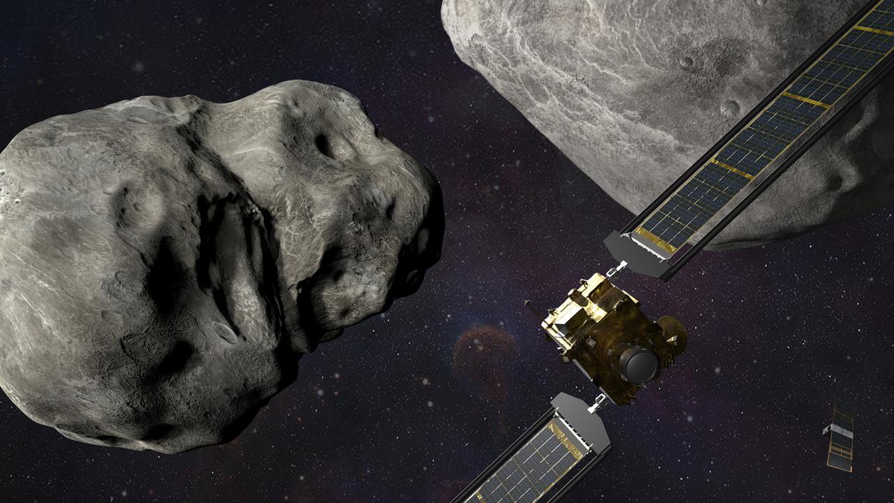 Le vaisseau DART va percuter l'astéroïde Dimorphos. [Keystone - Steve Gribben/Johns Hopkins APL/NASA via AP]