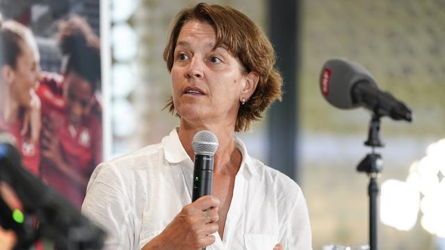 Tatjana Haenni lors d'une conférence de presse le 21 juin 2022 à Zurich. [Claudio Thoma]