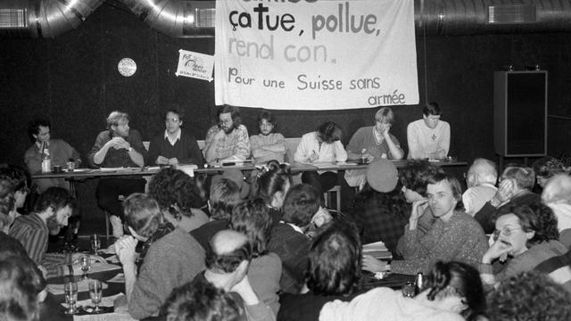 L'assemblée générale du GSsA en 1989 à Soleure. [Keystone - Str]