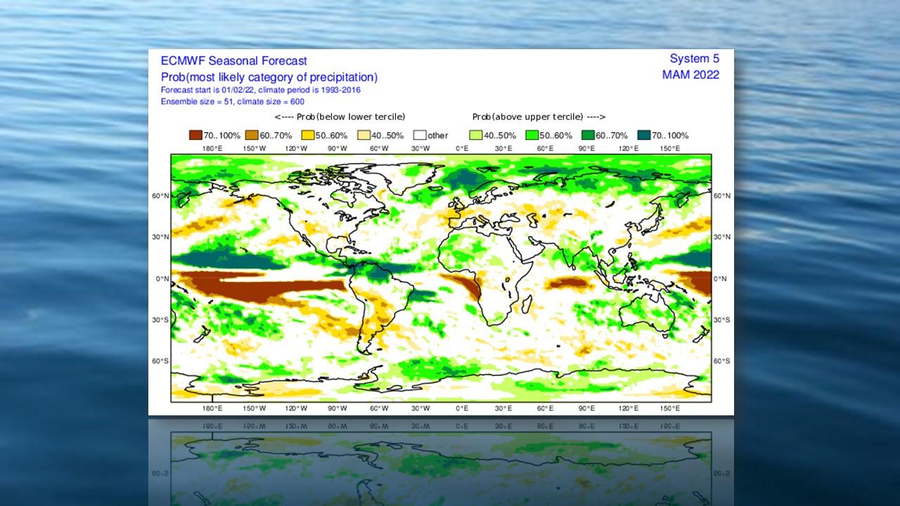 Anomalies de précipitations pour mars 2022, prévues par le Centre Européen (ECMWF) [ECMWF]