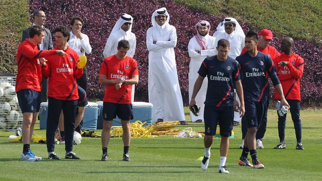 Le prince Al Thani lors d'un entraînement à l'Aspire Academy, à Doha, en janvier 2012. [Reuters - Mohammed Dabbous]