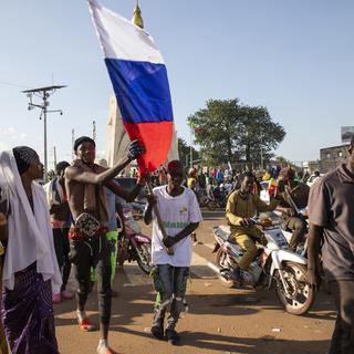 Manifestation de soutien à la Russie à Bamako, au Mali, le 22.09.2022. [EPA/Keystone - hadama Diakité]