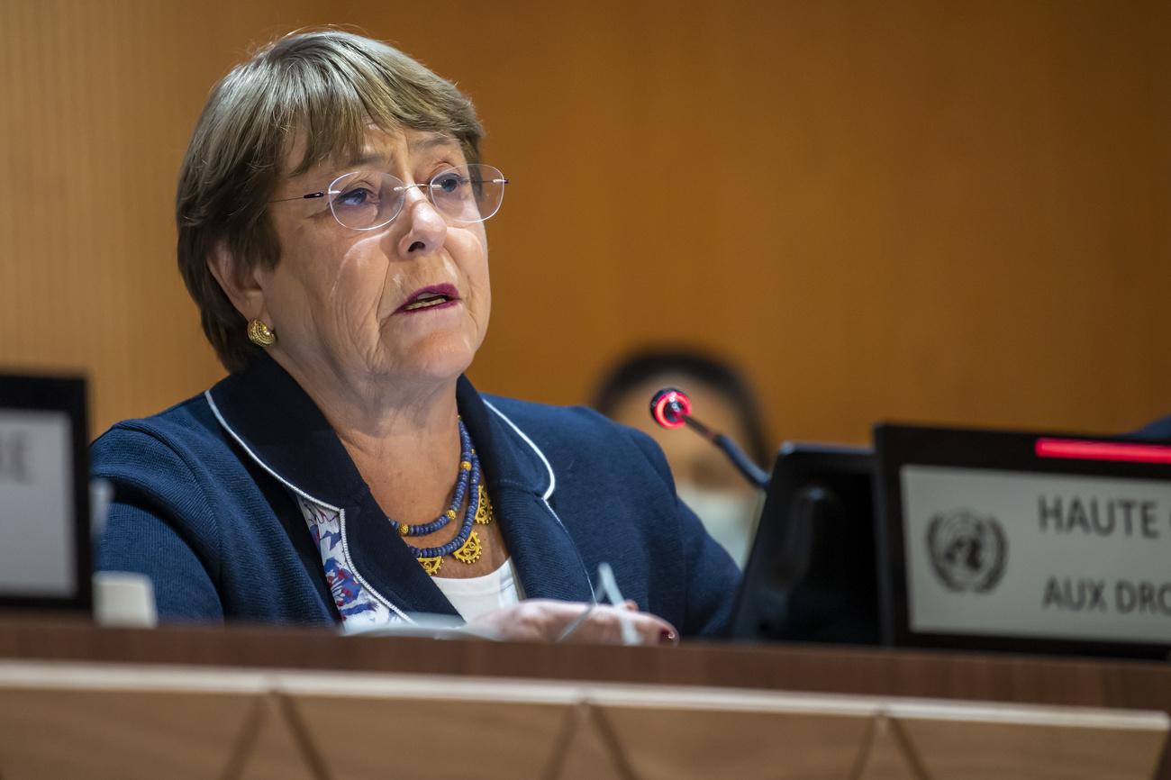 La Haute Commisaire de l'ONU aux droits de l'homme Michelle Bachelet. [Keystone - Martial Trezzini]