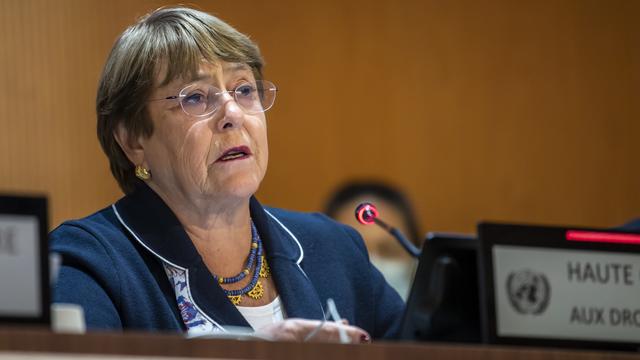 La Haute Commisaire de l'ONU aux droits de l'homme Michelle Bachelet. [Keystone - Martial Trezzini]