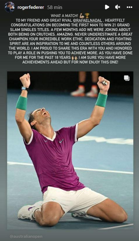 L'hommage de Federer à Nadal.