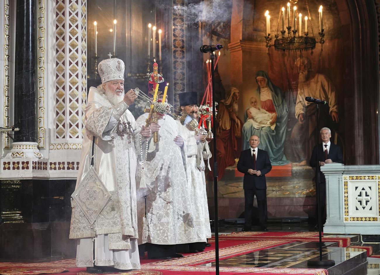 Le patriarche Kirill en avril. [Keystone - Oleg Varov, Russian Orthodox Church Press Service via AP]