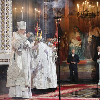 Le patriarche Kirill en avril. [Keystone - Oleg Varov, Russian Orthodox Church Press Service via AP]