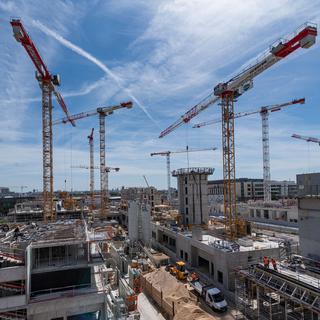 Construction du lot D du village des athletes ou village olympique pour les JO de Paris 2024. [AFP - Arnaud Paillard / Hans Lucas]