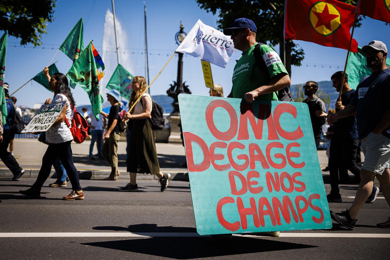 Des centaines de personnes ont manifesté à Genève contre le libre-échange et l'Organisation mondiale du commerce (OMC). [KEYSTONE - Valentin Flauraud]