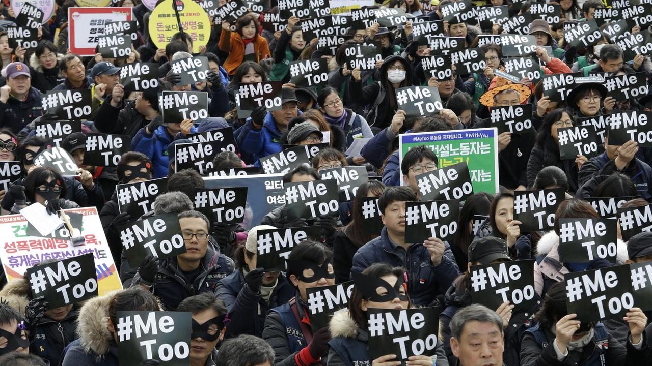 Des personnes manifestent en soutien au mouvement #MeToo en Corée du Sud. [AP Photo - Ahn Young-joon]