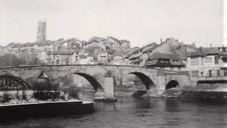 Le quartier de l'Auge à Fribourg en 1973. [RTS]