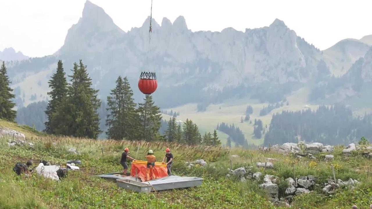 Asséchés par la canicule, les alpages du Pays-d’Enhaut (VD) sont ravitaillés en eau par hélicoptère
