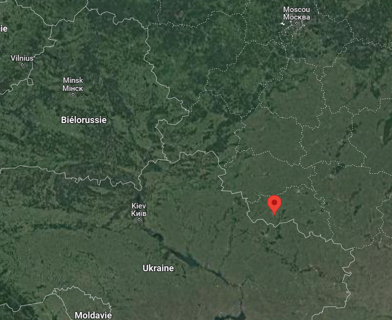 Située tout près de la frontière avec l'Ukraine, la région de Belgorod est devenue une immense base arrière pour l'armée russe depuis le début de la guerre. [Google map - RTS]