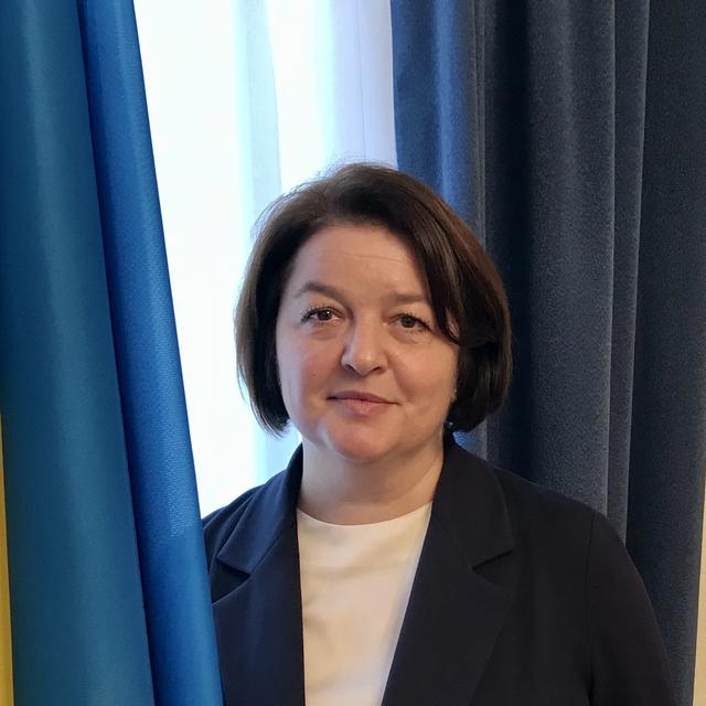 L'ambassadrice d'Ukraine auprès de l'ONU à Genève Yevheniia Filipenko. [RTS - Patrick Chaboudez]