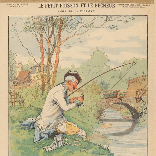 Le petit poisson et le pêcheur. [Hermann Vogel]