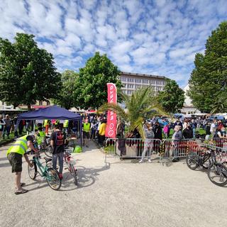 Une bourse aux vélos à Yverdon-les-Bains (VD), organisée par les associations ATE-VD (Association Transport et Environnement Vaud) et PRO VELO Région Yverdon. [ATE-VD / PROVELO - © Romain Pilloud]