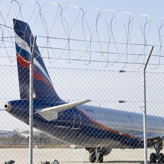Un Airbus A321 d'Aeroflot est piégé sur le tarmac genevois depuis l'invastion de l'Ukraine par la Russie. [Keystone - Salvatore Di Nolfi]