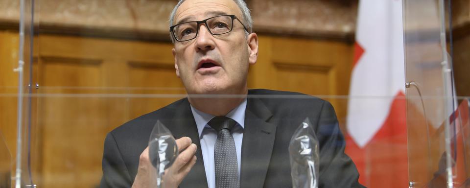 Guy Parmelin est actuellement en tournée pour plaider la cause de la Suisse dans le dossier "Horizon Europe" [Keystone - Anthony Anex]