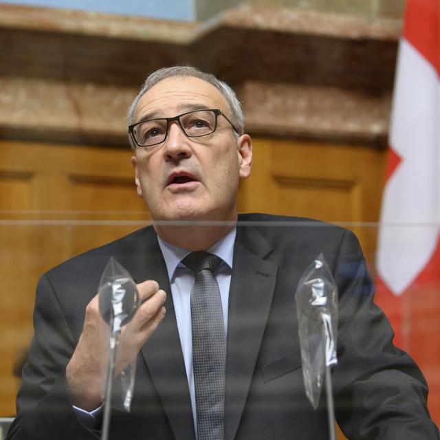 Guy Parmelin est actuellement en tournée pour plaider la cause de la Suisse dans le dossier "Horizon Europe" [Keystone - Anthony Anex]