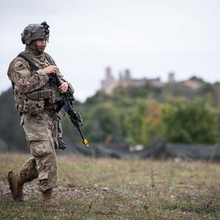 Un soldat américain participe à un exercice conjoint en Allemagne. [Keystone/EPA - Philipp Guelland]