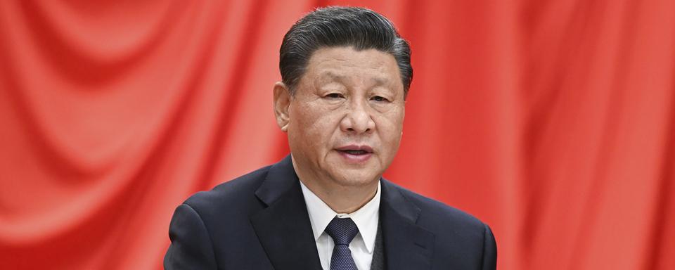 Sur cette photo publiée par l'Agence de presse Xinhua, le président chinois Xi Jinping s'adresse à la sixième session plénière de la 19e Commission centrale d'inspection de la discipline du PCC (CCDI) à Beijing, en Chine, le mardi 18 janvier 2022. [Xinhua via AP/KEYSTONE - Li Xueren]