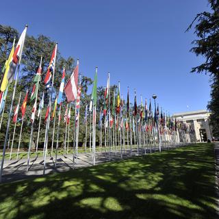 Le Conseil des droits de l'homme de l'ONU se réunit à Genève pour un débat urgent sur l'Ukraine. [Keystone - Martial Trezzini]