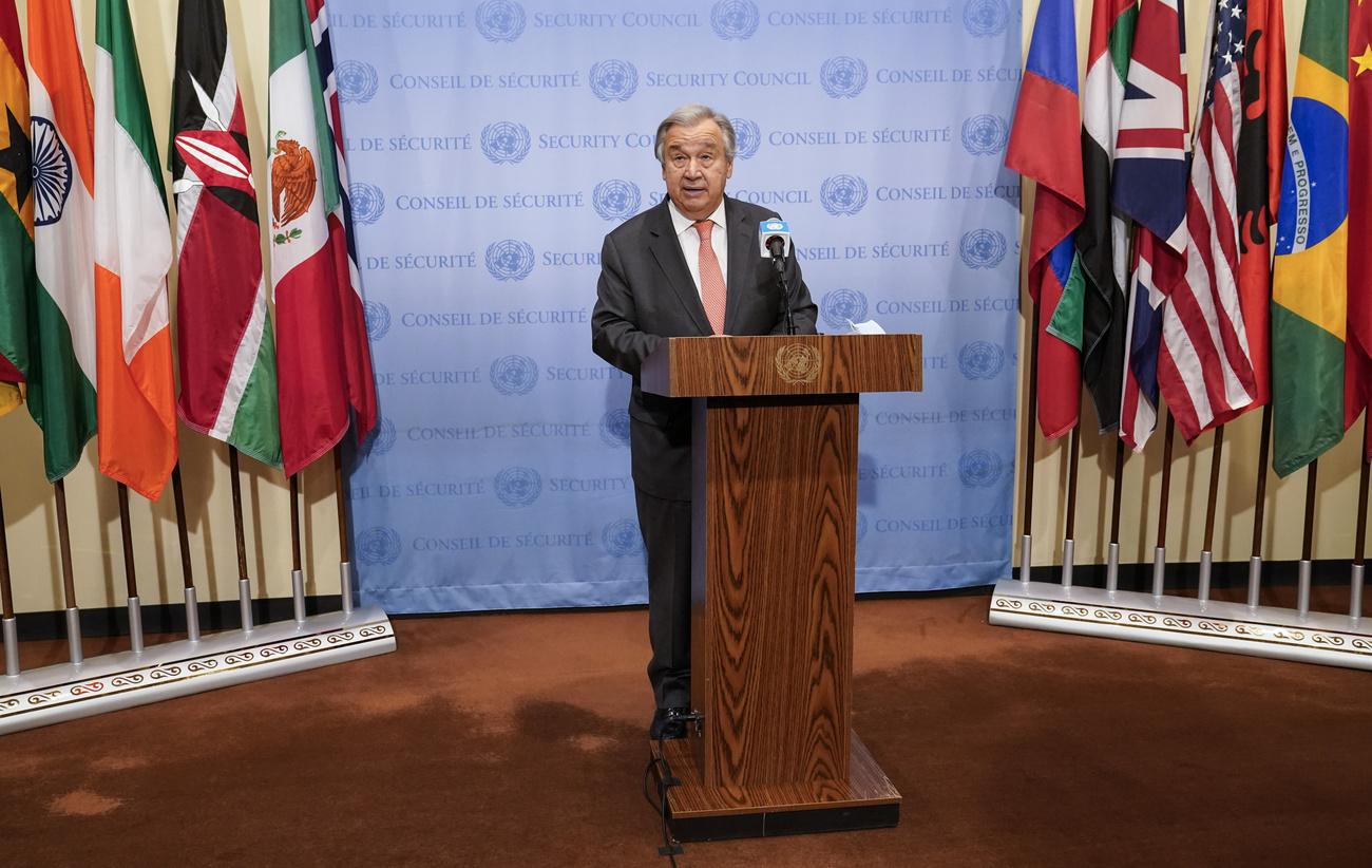 Le secrétaire générale de l'ONU Antonio Guterres. [Keystone - AP/John Minchillo]