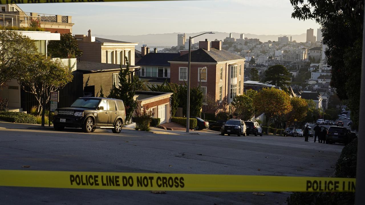 Le domicile du couple Pelosi à San Francisco au lendemain de l'agression de Paul Pelosi. [Keystone - Eric Risberg]