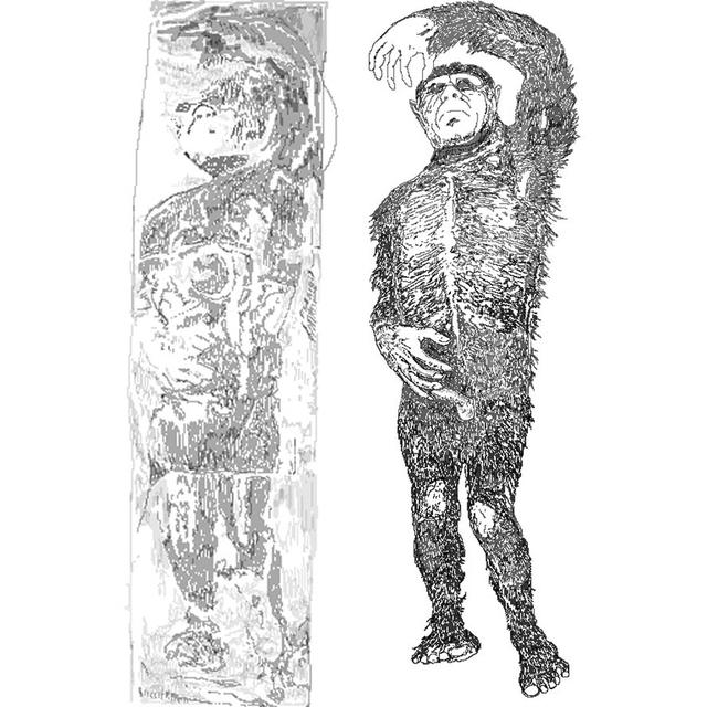 Représentation de l'homme congelé du Minnesota, comme décrit par Bernard Heuvelmans et Ivan T. Sanderson. [DP - Darren Naish]
