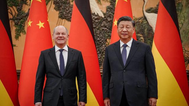 Olaf Scholz et Xi Jinping à Pékin, vendredi 04.11.2022. [Pool/AFP - Kay Nietfeld]