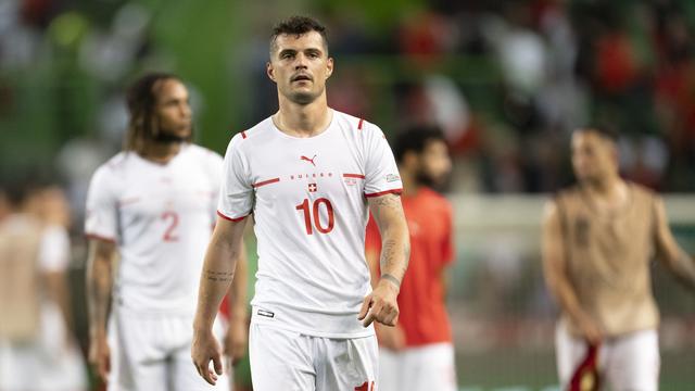 Granit Xhaka et ses coéquipiers sont à la peine en 2022. [Keystone - Laurent Gillieron]