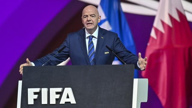 Gianni Infantino s'exprimait depuis la tribune du Congrès de la FIFA. [Noushad Thekkayil]