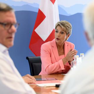 La conseillère fédérale Karin Keller-Sutter à Berne, le 07.07.2022. [Keystone - Anthony Anex]
