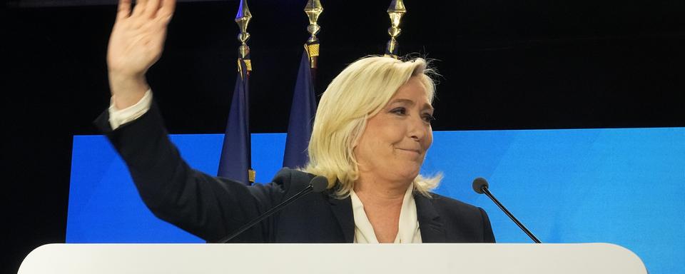 Marine Le Pen après l'annonce de la victoire d'Emmanuel Macron, le 24 avril 2022. [AP/Keystone - Michel Euler]