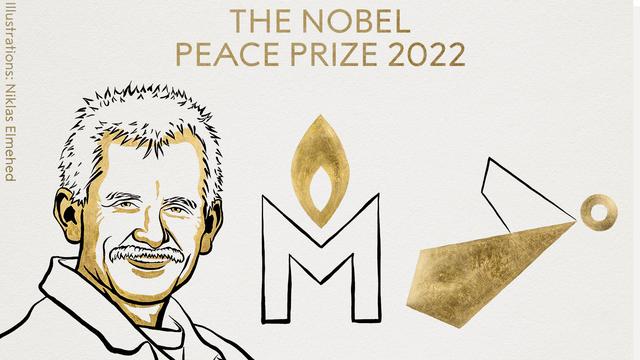 Le prix Nobel de la paix 2022 a été remis au Biélorusse Ales Bialiatski, à l'ONG russe Memorial et au CCL ukrainien. [THE NOBEL PRIZE - NIKLAS ELMEHED]