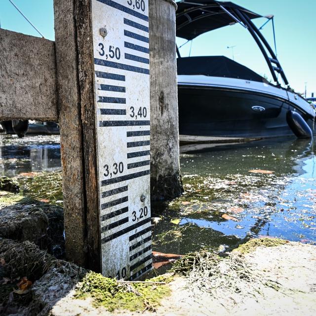 Le lac de Constance souffre de la sécheresse, le 10 août 2022. [Keystone - Felix Kästle]