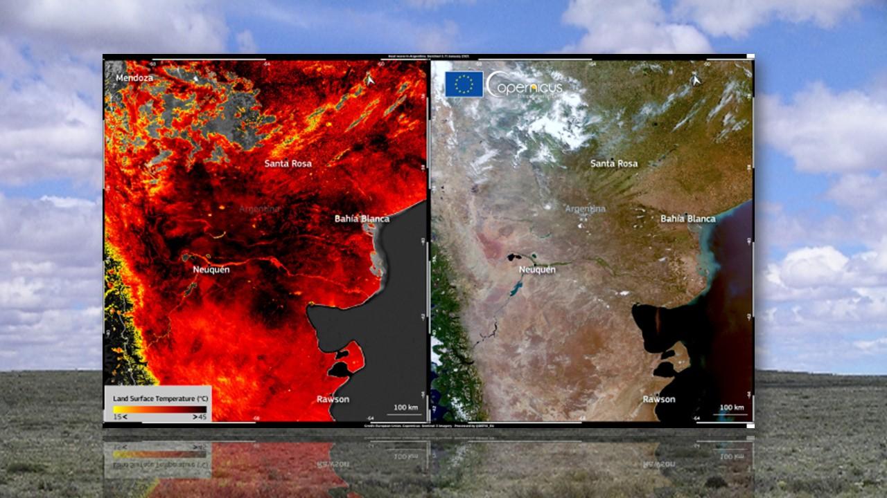 Image satellite haute résolution de l'Argentine le 11 janvier 2022 [Sentinel3/Cpernicus)Eumetsat - Wikipedia]