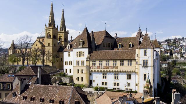 Une vue du Château de Neuchâtel, siège du Gouvernement et du Parlement de la République et canton de Neuchâtel. [KEYSTONE - Jean-Christophe Bott]