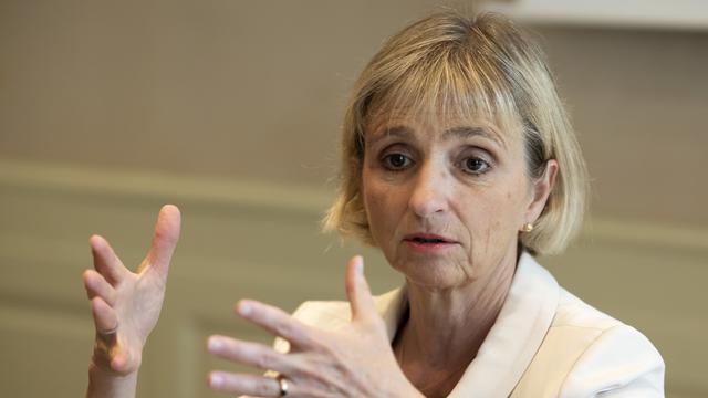 Fabienne Fischer, conseillère d'Etat genevoise, s'exprimant sur les avancées du dossier Uber, le 29 juillet 2022. [Keystone - Salvatore Di Nolfi]