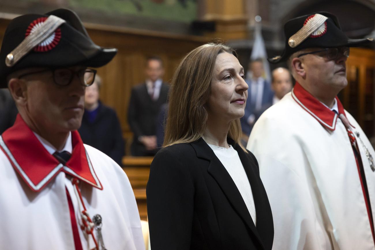 La socialiste Mathilde Crevoisier Crelier remplace Elisabeth Baume-Schneider au Conseil des Etats. [Keystone - Peter Klaunzer]