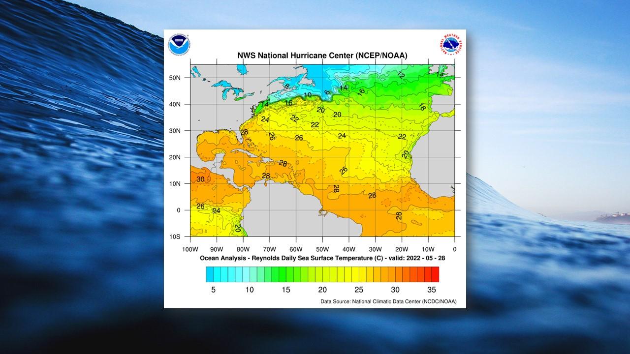 Températures à la surface de l'océan - mai 2022 [NOAA/Wikipedia - Austin Schmid]