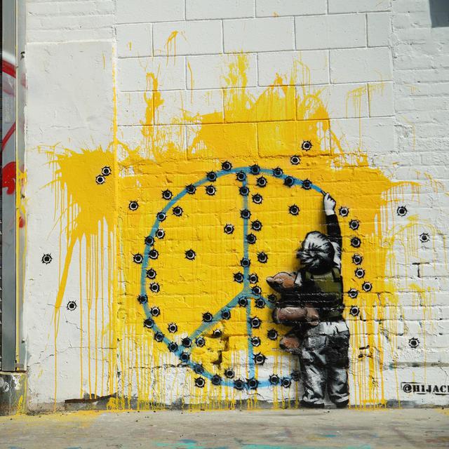 Street art pour l'Ukraine à Los Angeles. [Keystone / AP Photo - Eugene Garcia]